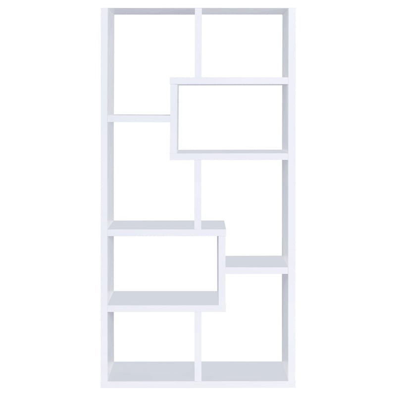 Pemberly Row 71-inch 6-shelf Geometric Wood Bookshelf in White