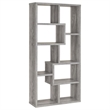 Pemberly Row 71-inch 6-shelf Geometric Wood Bookshelf in Gray Driftwood