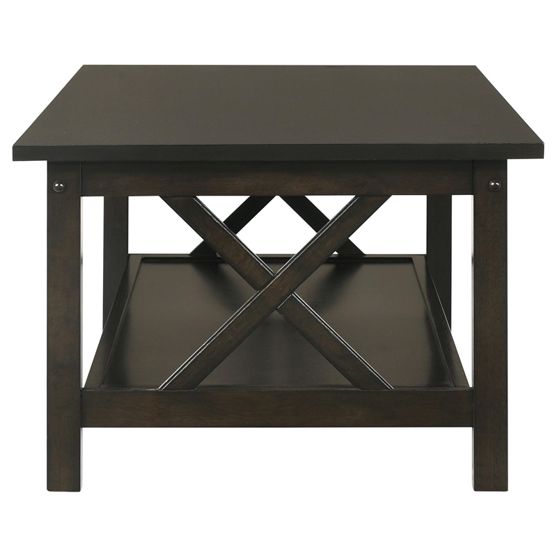 Pemberly Row 3-piece Rectangular Coffee Table Set in Deep Merlot