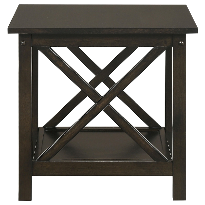 Pemberly Row 3-piece Rectangular Coffee Table Set in Deep Merlot