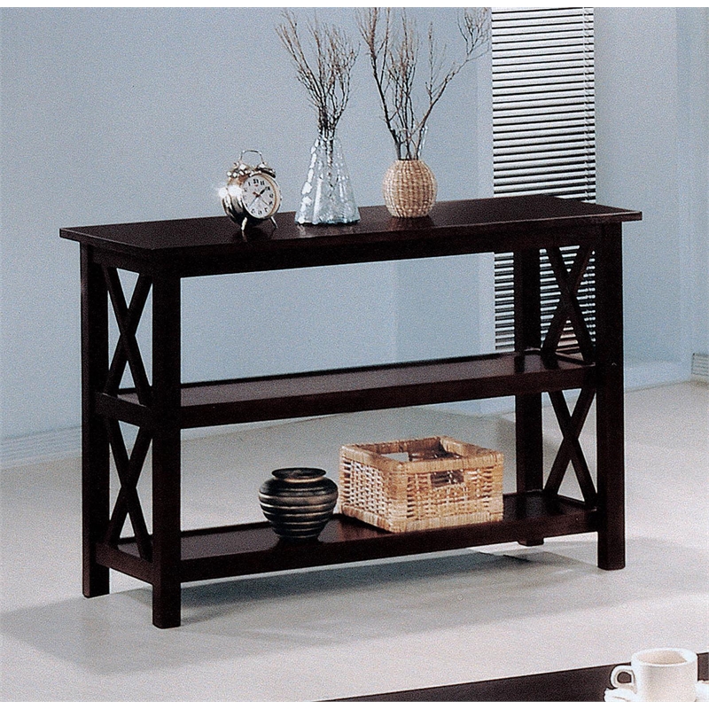 Pemberly Row 2-shelf Wood Entryway Console Table in Deep Merlot