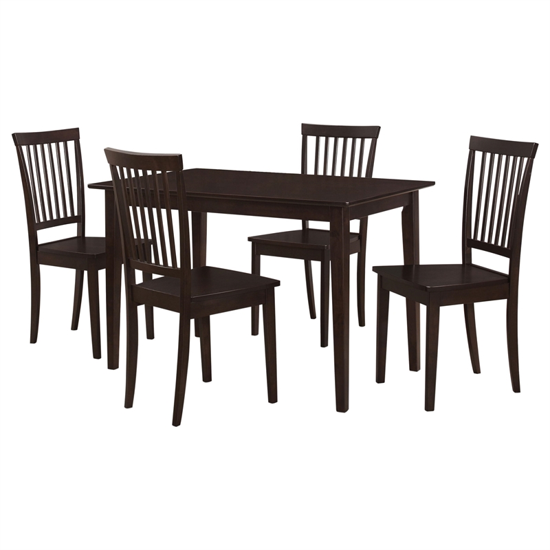 Pemberly Row 5-piece Rectangular Dining Table Set in Cappuccino