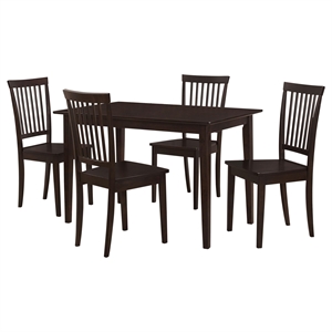 Pemberly Row 5-piece Rectangular Dining Table Set in Cappuccino