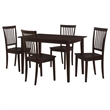 Pemberly Row 5-piece Rectangular Dining Table Set in Cappuccino