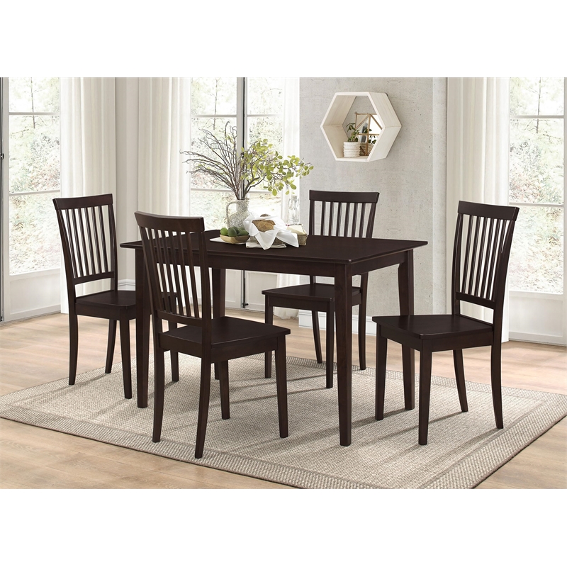 Pemberly Row 5-piece Rectangular Dining Table Set in Cappuccino