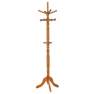 Pemberly Row 11 Hook Freestanding Wood Coat Rack Hanger in Golden Brown