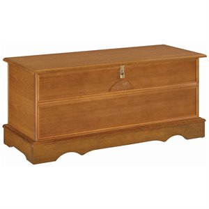 Pemberly Row Engineered Wood Linen Storage Cedar Chest in Honey