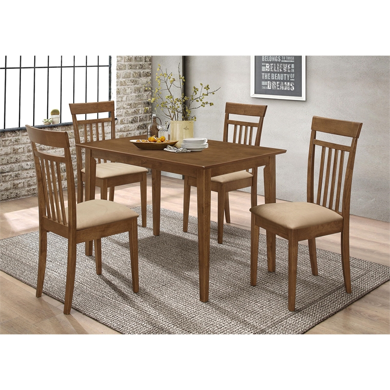 Pemberly Row 5-piece Rectangular Dining Table Set in Chestnut