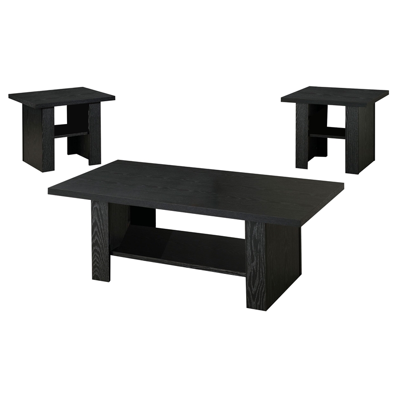 Pemberly Row 3-piece Engineered Wood Coffee Table Set in Black Oak