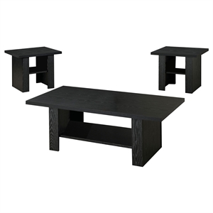 Pemberly Row 3-piece Engineered Wood Coffee Table Set in Black Oak