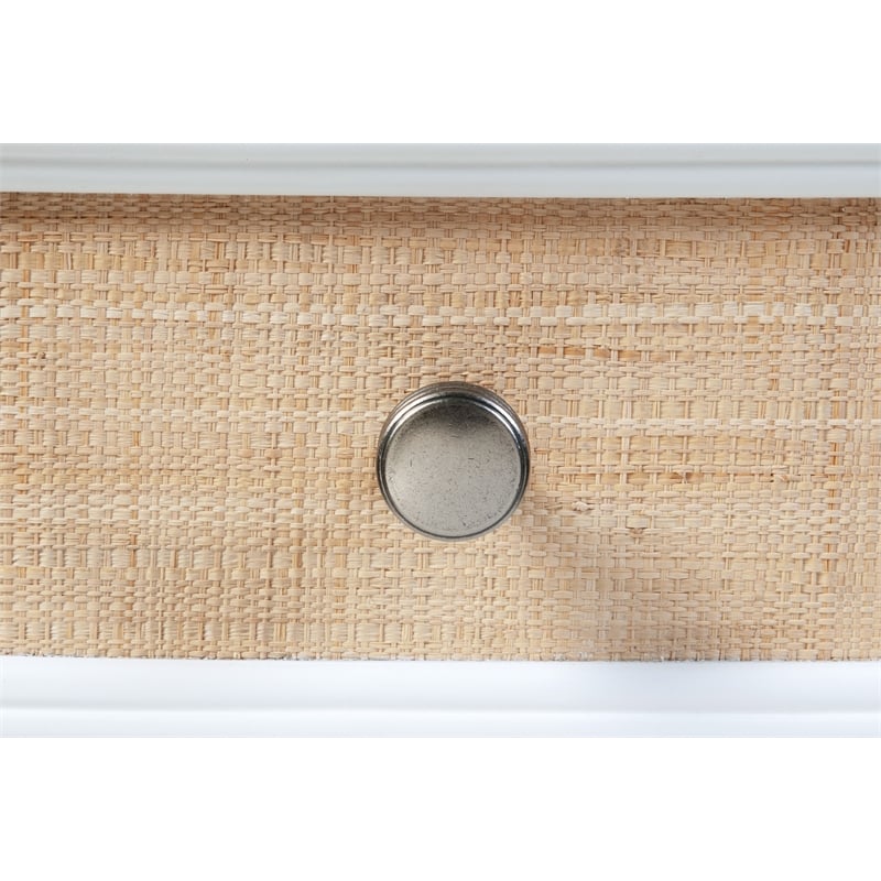 Pemberly Row 10-Drawer Rattan Dresser and Mirror Set in White