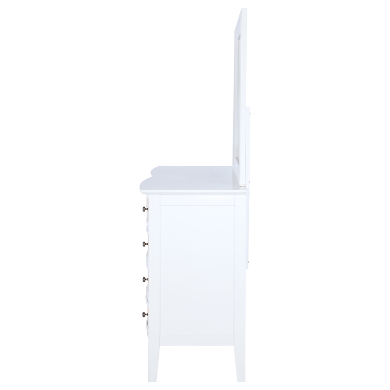Pemberly Row 10-Drawer Rattan Dresser and Mirror Set in White