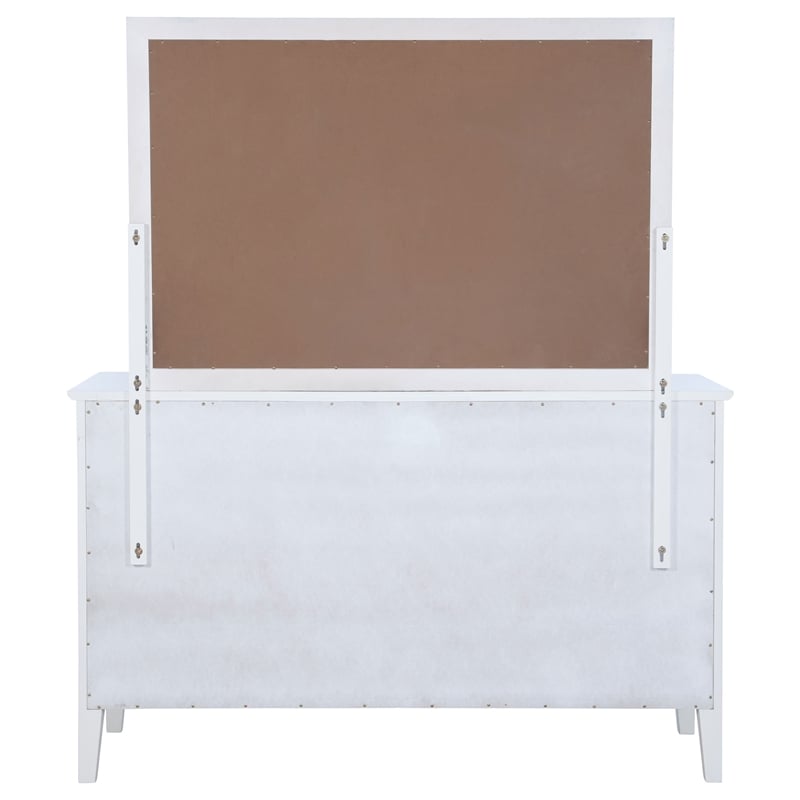 Pemberly Row 10-Drawer Rattan Dresser and Mirror Set in White