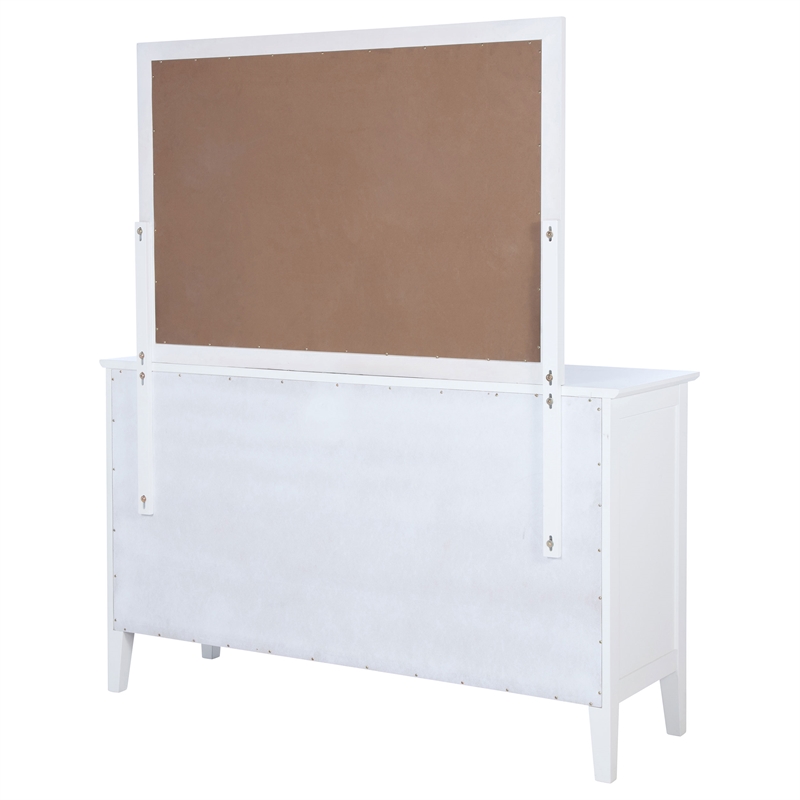 Pemberly Row 10-Drawer Rattan Dresser and Mirror Set in White
