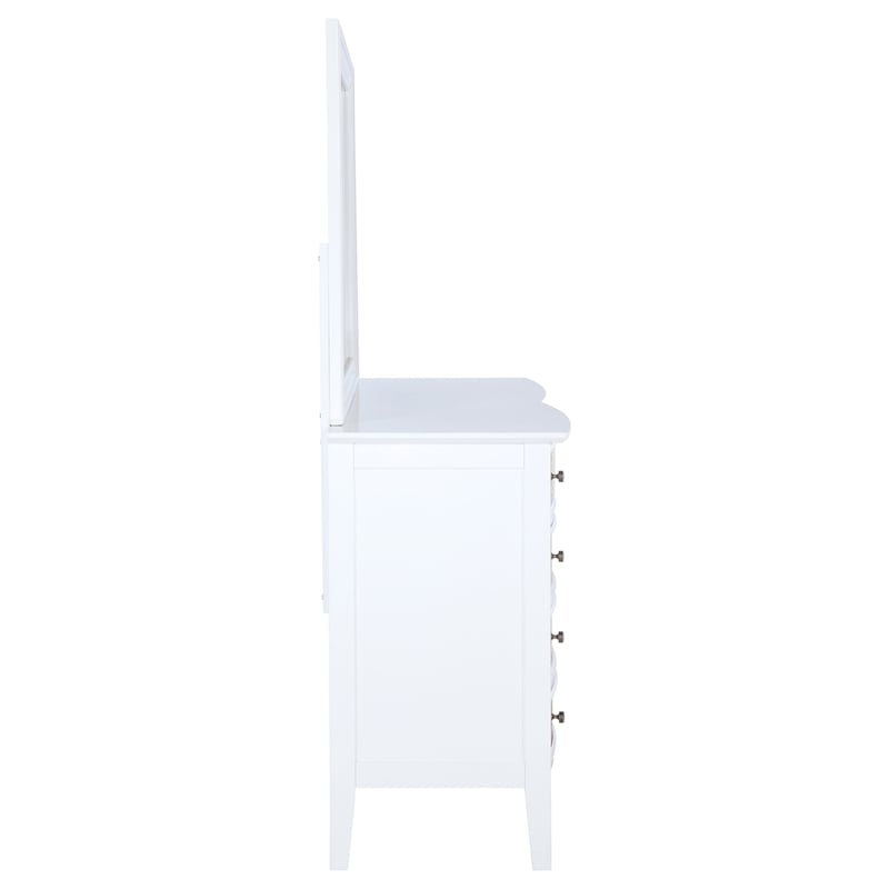 Pemberly Row 10-Drawer Rattan Dresser and Mirror Set in White