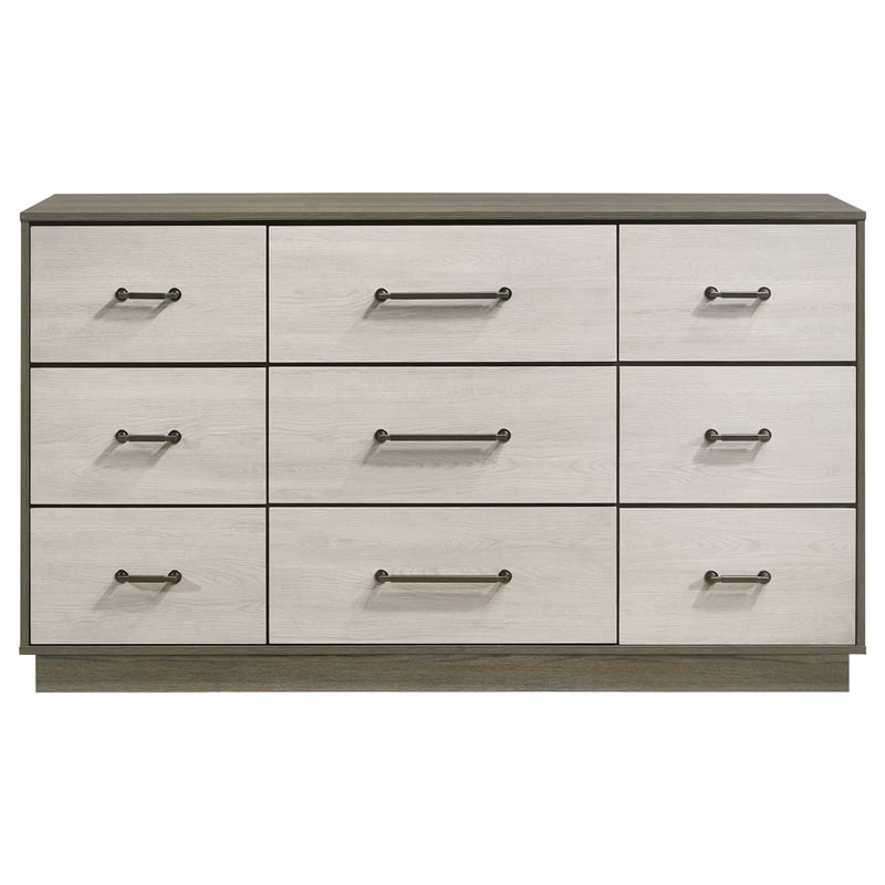 Pemberly Row 9-Drawer Dresser with Hidden Jewelry Drawer in Grey Oak