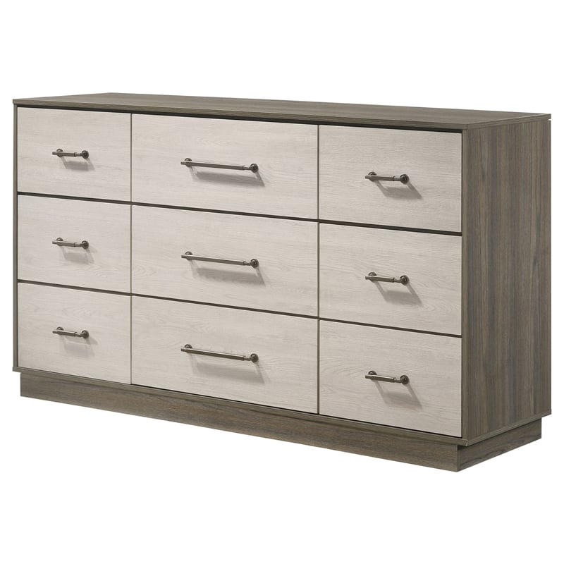 Pemberly Row 9-Drawer Dresser with Hidden Jewelry Drawer in Grey Oak