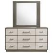 Pemberly Row 9-Drawer Two-Tone Dresser with Mirror in Grey Oak
