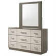 Pemberly Row 9-Drawer Two-Tone Dresser with Mirror in Grey Oak