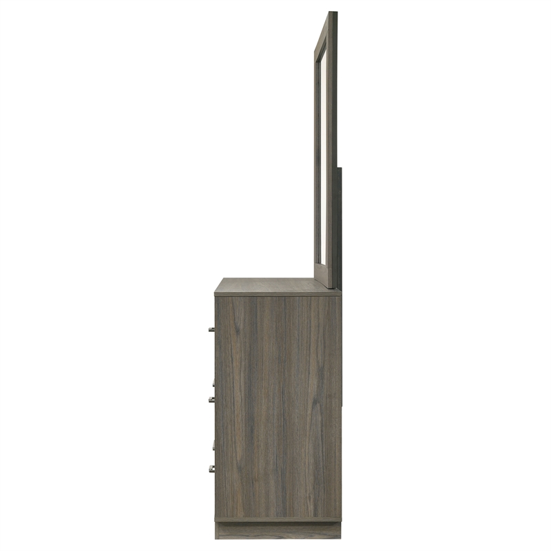 Pemberly Row 9-Drawer Two-Tone Dresser with Mirror in Grey Oak