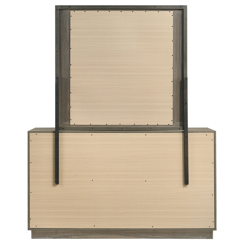 Pemberly Row 9-Drawer Two-Tone Dresser with Mirror in Grey Oak