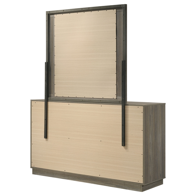 Pemberly Row 9-Drawer Two-Tone Dresser with Mirror in Grey Oak