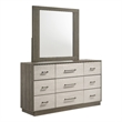 Pemberly Row 9-Drawer Two-Tone Dresser with Mirror in Grey Oak