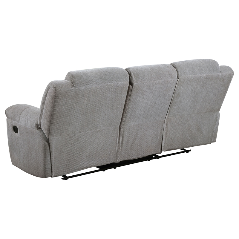 Pemberly Row Chenille Upholstered Manual Reclining Sofa in Grey