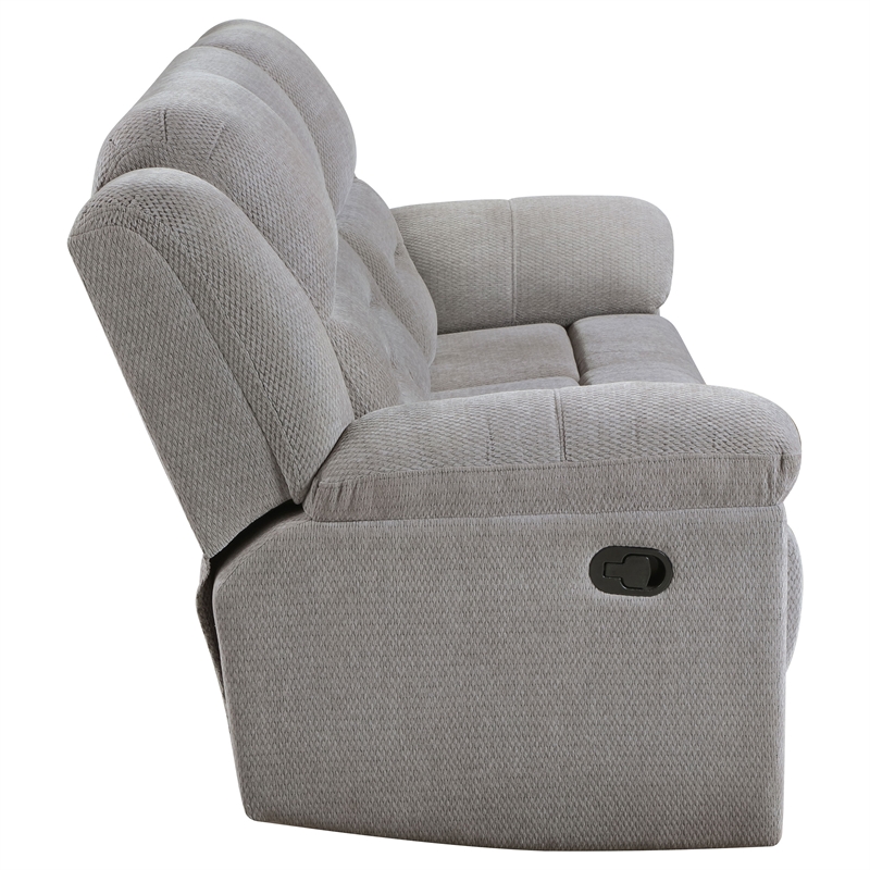 Pemberly Row Chenille Upholstered Manual Reclining Sofa in Grey