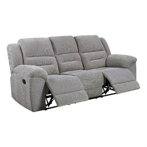 Pemberly Row Chenille Upholstered Manual Reclining Sofa in Grey