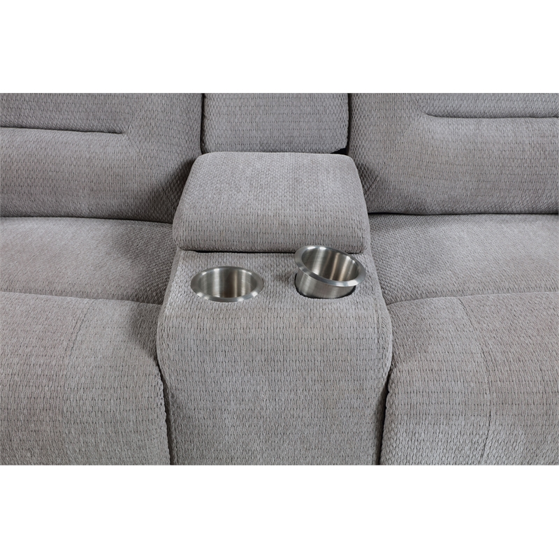 Pemberly Row 2-Piece Chenille Reclining Sofa and Loveseat in Grey