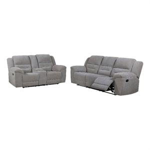 Pemberly Row 2-Piece Chenille Reclining Sofa and Loveseat in Grey