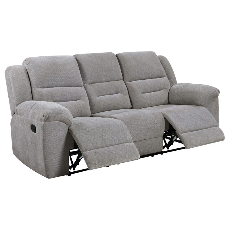 Pemberly Row 3-Piece Chenille Upholstered Reclining Sofa Set in Grey