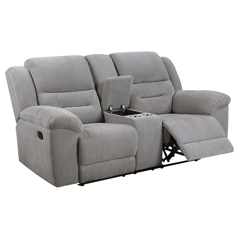 Pemberly Row 3-Piece Chenille Upholstered Reclining Sofa Set in Grey