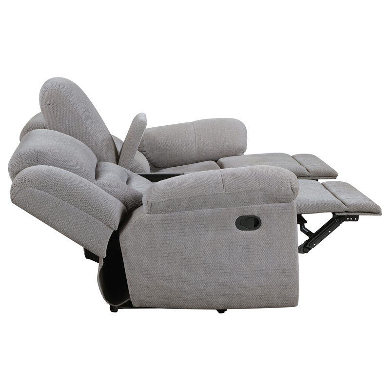 Pemberly Row 3-Piece Chenille Upholstered Reclining Sofa Set in Grey