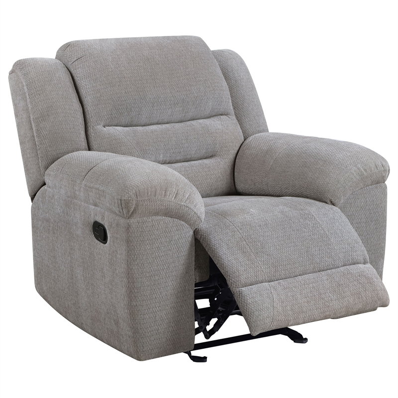 Pemberly Row 3-Piece Chenille Upholstered Reclining Sofa Set in Grey