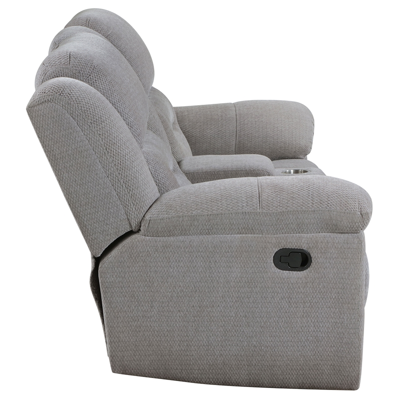 Pemberly Row Chenille Upholstered Manual Reclining Loveseat in Grey