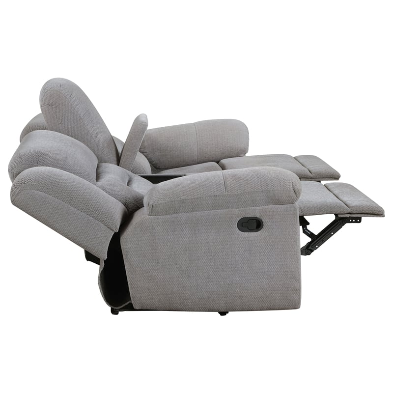 Pemberly Row Chenille Upholstered Manual Reclining Loveseat in Grey