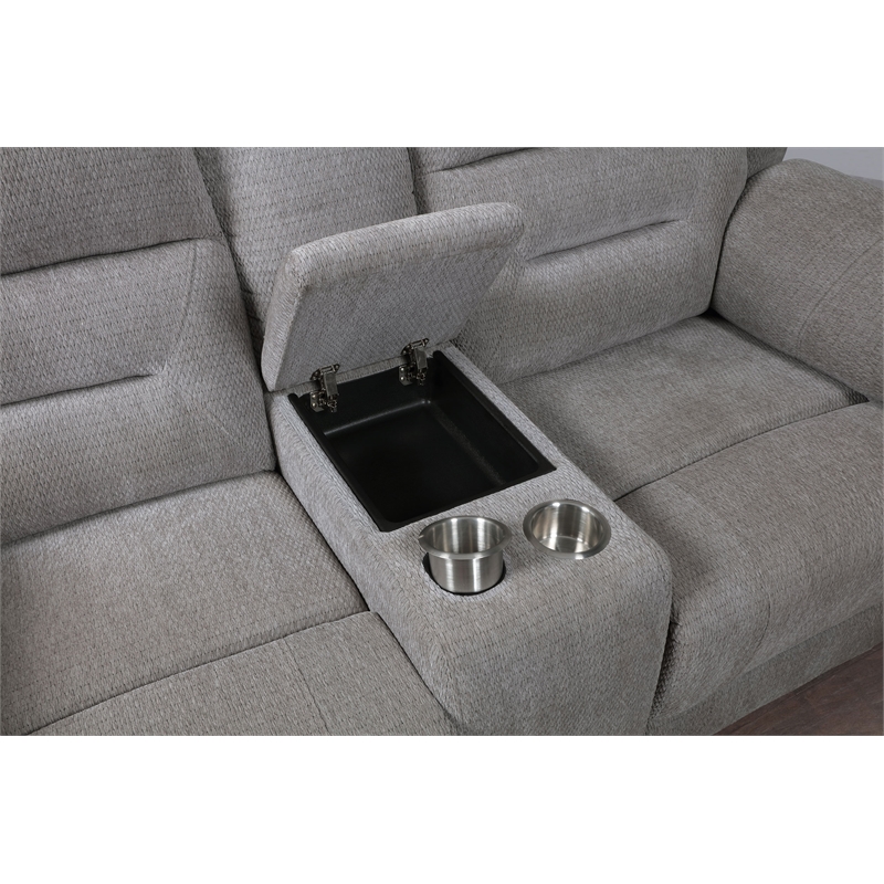 Pemberly Row Chenille Upholstered Manual Reclining Loveseat in Grey