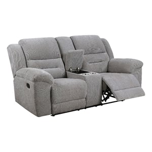 Pemberly Row Chenille Upholstered Manual Reclining Loveseat in Grey