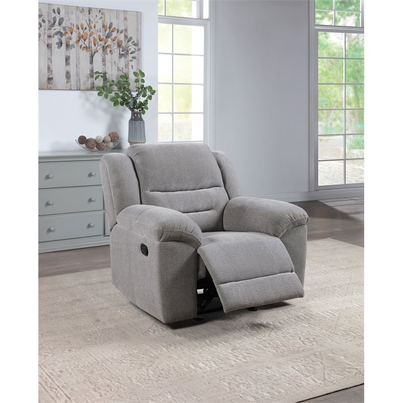 Pemberly Row Chenille Upholstered Glider Recliner Chair in Grey