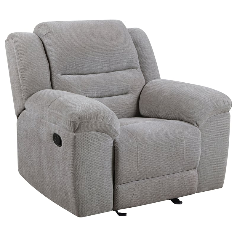 Pemberly Row Chenille Upholstered Glider Recliner Chair in Grey