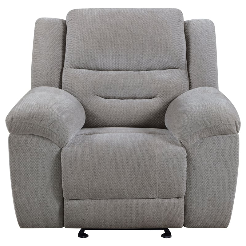 Pemberly Row Chenille Upholstered Glider Recliner Chair in Grey