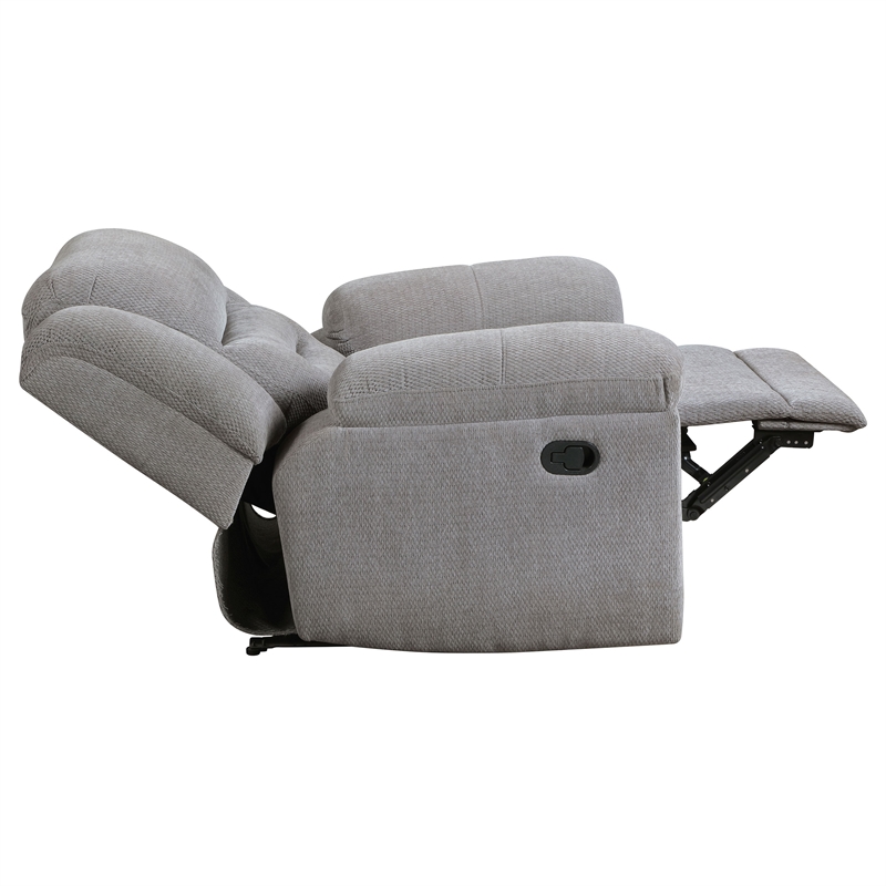 Pemberly Row Chenille Upholstered Glider Recliner Chair in Grey