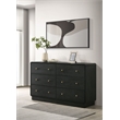 Pemberly Row 6-Drawer Dresser Cabinet with Brass Knobs in Black