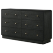 Pemberly Row 6-Drawer Dresser Cabinet with Brass Knobs in Black