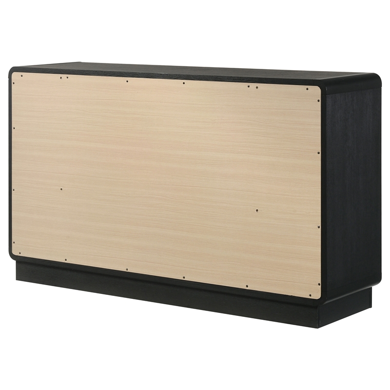 Pemberly Row 6-Drawer Dresser Cabinet with Brass Knobs in Black