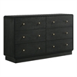 Pemberly Row 6-Drawer Dresser Cabinet with Brass Knobs in Black