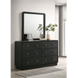 Pemberly Row 6-Drawer Dresser and Mirror with Brass Knobs in Black