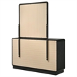 Pemberly Row 6-Drawer Dresser and Mirror with Brass Knobs in Black
